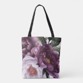 Donker Paarse Plum Pink Pioenrozen groen | Tote Bag (Achterkant)