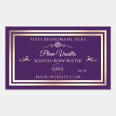 Donker Paarse Product Label Goud Lijst met Logo (Voorkant)