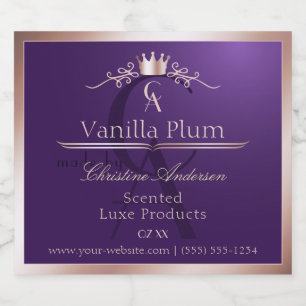 Donker Paarse Productlabel Roze Gouden Frame Monog Likeurfles Etiket