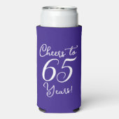 Donker Paarse Proost op 65 jaar 65ste verjaardagsf Seltzer Blikjeskoeler (Seltzer Achterkant)