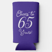 Donker Paarse Proost op 65 jaar 65ste verjaardagsf Seltzer Blikjeskoeler (Achterkant)
