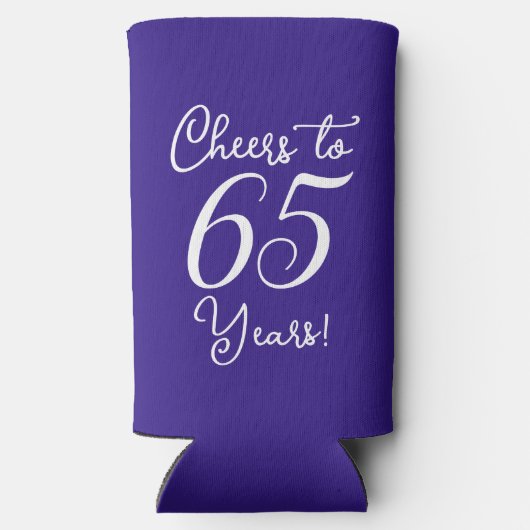 Donker Paarse Proost op 65 jaar 65ste verjaardagsf Seltzer Blikjeskoeler (Achterkant)