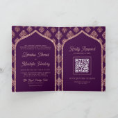 Donker Paarse Roos Goud Damask Arch QR Code Muslim (Binnen)