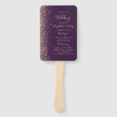 Donker Paarse Roos Gouden Glitter Edge Bruiloft Pr Handwaaier (Voorkant)