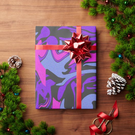 Donker Paarse, roze en hemelsblauw Abstract patroo Cadeaupapier (Feestdagen Geschenken)