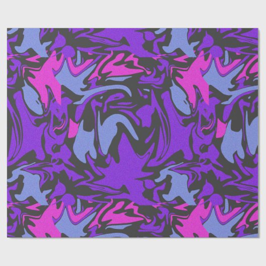 Donker Paarse, roze en hemelsblauw Abstract patroo Cadeaupapier (Vlak)