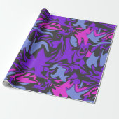 Donker Paarse, roze en hemelsblauw Abstract patroo Cadeaupapier (Uitgerold)
