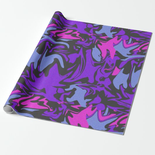 Donker Paarse, roze en hemelsblauw Abstract patroo Cadeaupapier (Uitgerold)