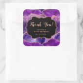 Donker Paarse Roze Sequins Agaat Verjaardag Bedank Vierkante Sticker (Tas)