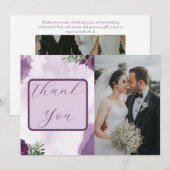 Donker Paarse Rozen Bloemen Gotische bruiloft Foto Bedankkaart (Voorkant / Achterkant)