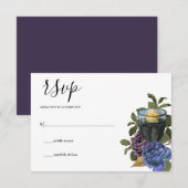 Donker Paarse Rozen Gotisch RSVP Kaartje (Voorkant / Achterkant)