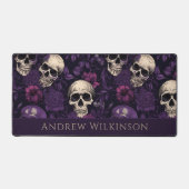 Donker Paarse schedels Rozen Gotisch Bureaumat (Voorkant)