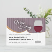 Donker Paarse Strepen Wijnproeverij Party Kaart (Staand voorkant)