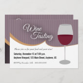 Donker Paarse Strepen Wijnproeverij Party Kaart (Voorkant / Achterkant)