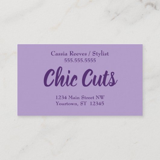 Donker Paarse textuur Hair Style Cosmetics Visitekaartje (Achterkant)