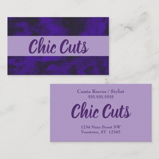 Donker Paarse textuur Hair Style Cosmetics Visitekaartje (Voorkant / Achterkant)
