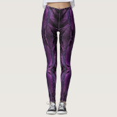 Donker Paarse Violet Feather Textuur Leggings (Voorkant)