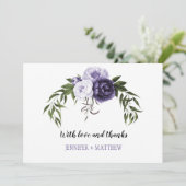 Donker Paarse Violet Pioenen Dank u kaarten (Staand voorkant)