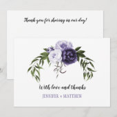 Donker Paarse Violet Pioenen Dank u kaarten (Voorkant / Achterkant)