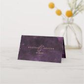 Donker Paarse Waterverf & Roos Gouden Lijstnummer Plaatskaartje (Achterkant)