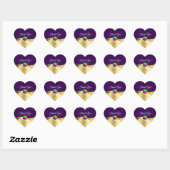 Donker Paarse Wavy Gold met Logo Monogram Dank U Hart Sticker (Vel)
