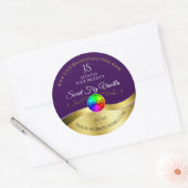 Donker Paarse Wavy Gouden Logo Monogram Productlab Ronde Sticker (Envelop)