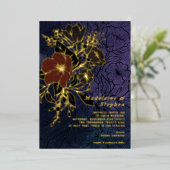 Donker Paarse Wildbloemen Herfst Winter Bruiloft Folie Uitnodiging (Staand Voorkant)