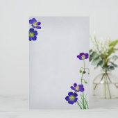 Donker Paarse Wilflower bruiloft Briefpapier (Staand voorkant)