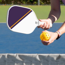 Donker Paarse witte kleur Block Bold Yellow Stripe Pickleball Paddle