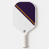 Donker Paarse witte kleur Block Bold Yellow Stripe Pickleball Paddle (Voorkant)