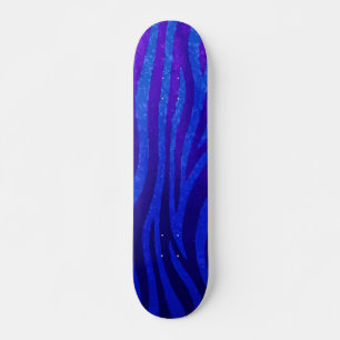 Donker Paarse Zebrapatroon op Neon Blauwe Ontwerp Persoonlijk Skateboard