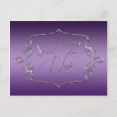 Donker Paarse Zilver Bewaar de datum Aankondigingskaart (Voorkant)