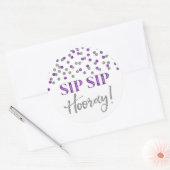 Donker Paarse Zilveren Confetti Sip Hooray Ronde Sticker (Envelop)
