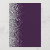 Donker Paarse Zilveren Glitter Bruiloft Menu (Achterkant)