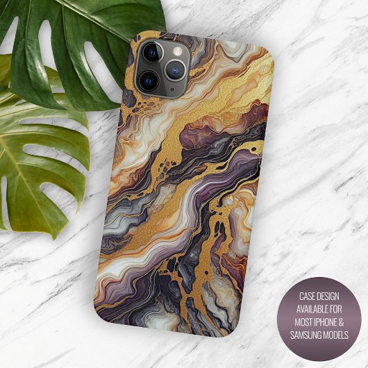 Donker Paarse Zwart Grijs Goud Marmeren Kunstpatro Case-Mate iPhone Case