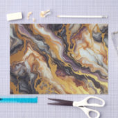 Donker Paarse Zwart Grijs Wit Goud Marmeren Patroo Tissuepapier (Craft)