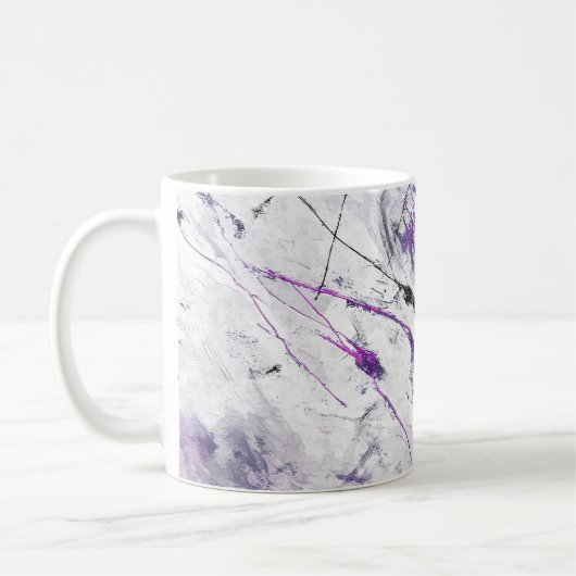 Donker Paarse Zwarte Abstracte Kunst Mok (Links)