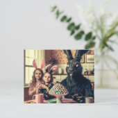 Donker Paaskonijn  Snoep Avondmaal Briefkaart (Staand voorkant)