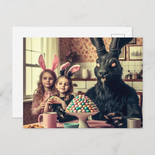 Donker Paaskonijn Snoep Avondmaal Briefkaart (Voorkant / Achterkant)