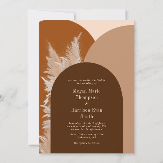 Donker Pampass gras en Arches Wedding Invitation Kaart (Voorkant)