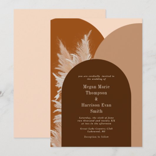 Donker Pampass gras en Arches Wedding Invitation Kaart (Voorkant / Achterkant)