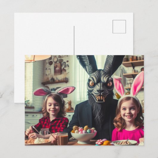 Donker Pasen Zwart Konijn Horror Briefkaart (Voorkant / Achterkant)