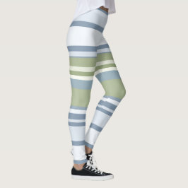 Donker Pastelblauw en Lente Regen Strepen Leggings