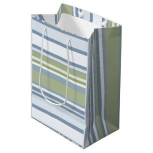 Donker Pastelblauw en Lente Regen Strepen Medium Cadeauzakje
