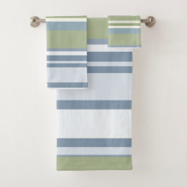 Donker Pastelblauw en Lenteregen Strepen Bad Handdoek