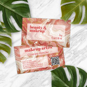 Donker Perzik Koraal Rood Roze Goud Marmer Art Pat Visitekaartje