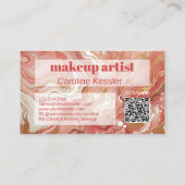 Donker Perzik Koraal Rood Roze Goud Marmer Art Pat Visitekaartje (Achterkant)