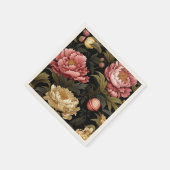 Donker  pioenroos Floral Patroon Papier Servet (Hoek)