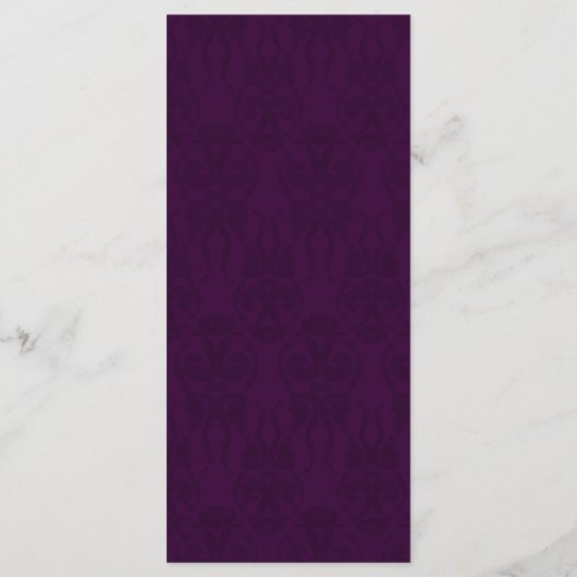 Donker Plum Damask Wedding Menu (Achterkant)
