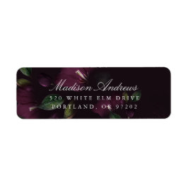 Donker Pruim Bloem | Gepersonaliseerd Retouradres Etiket